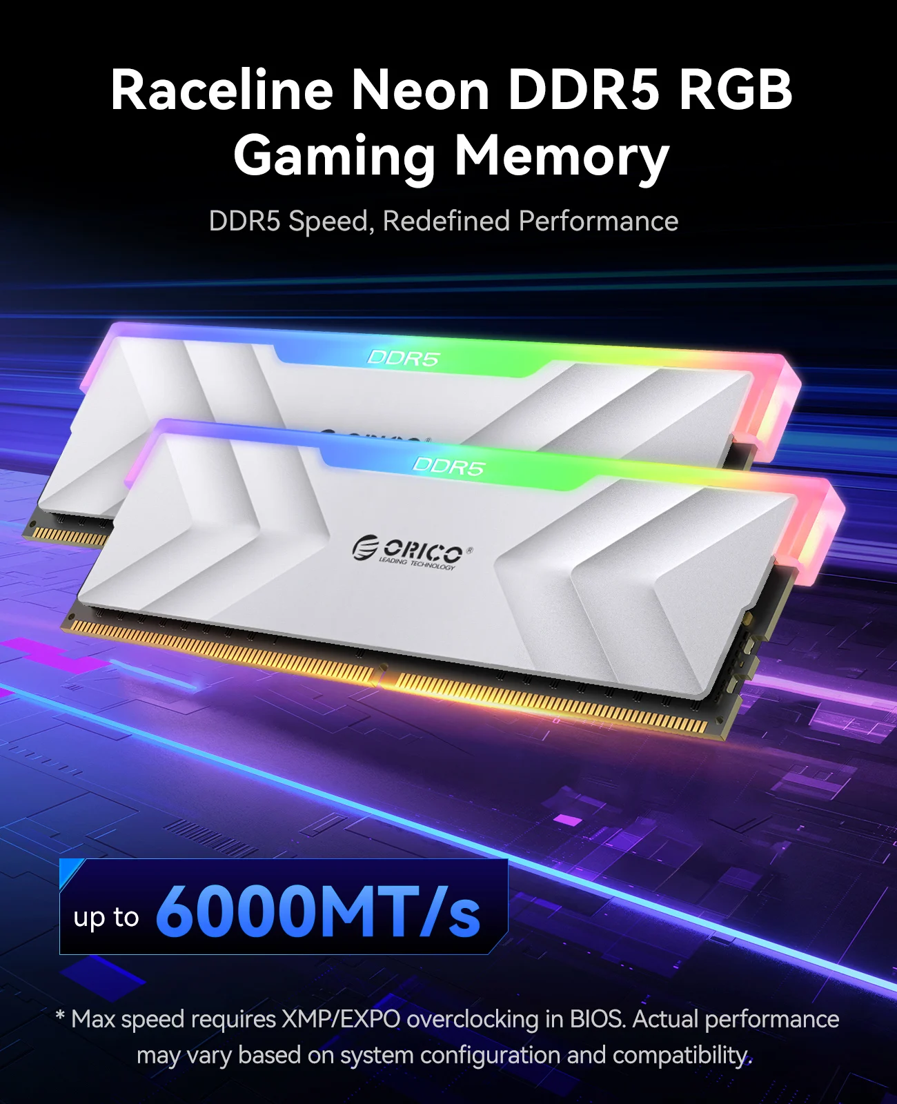 ORICO Memoria RGB DDR5 Ram 32GB (2x16GB) 6000MHz 6400MHz 7200MHz