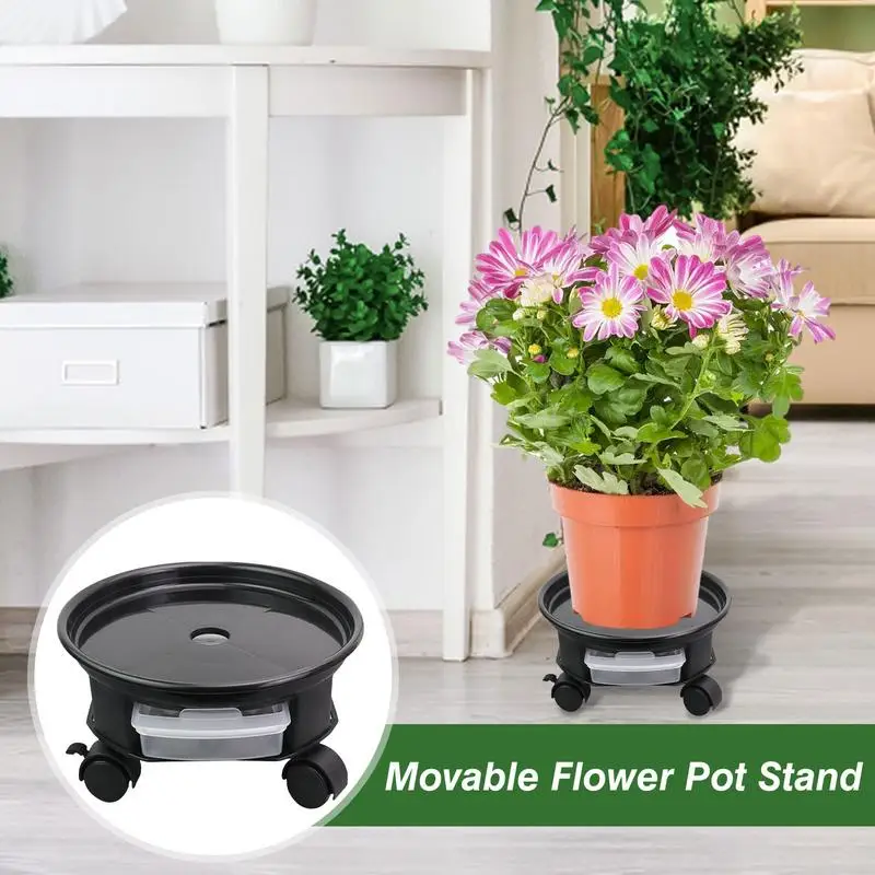 

Movable Flower Pot Holder Plant Saucer With Storage Tank And Wheels Movable Plant Stand For Garden Heavy-duty Flower Pots