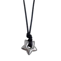 Collier gothique avec pendentif étoile creuse, corde en cuir Vintage, bijoux à la mode pour femmes et hommes, pentagrammes, breloque ras du cou, cadeau 5