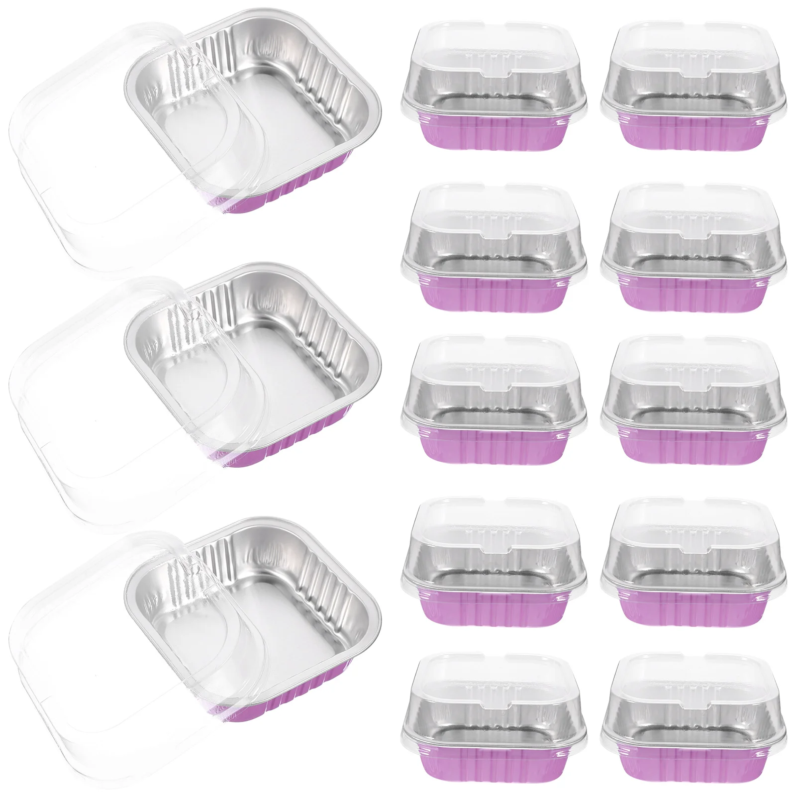 

20 Sets Aluminum Foil Cake Box Food Storage Containers Baking Pan Cups Disposable Serve Chip Bag Holder for Party Tools Boxes