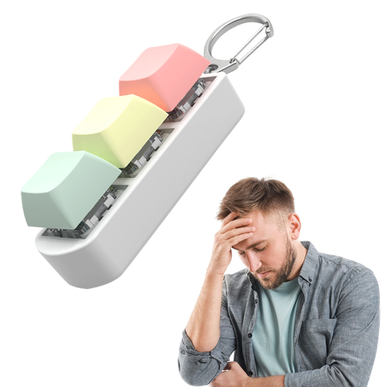 3 Keys Keycaps Keychain Sensory Fidget Anti Stress Toys
