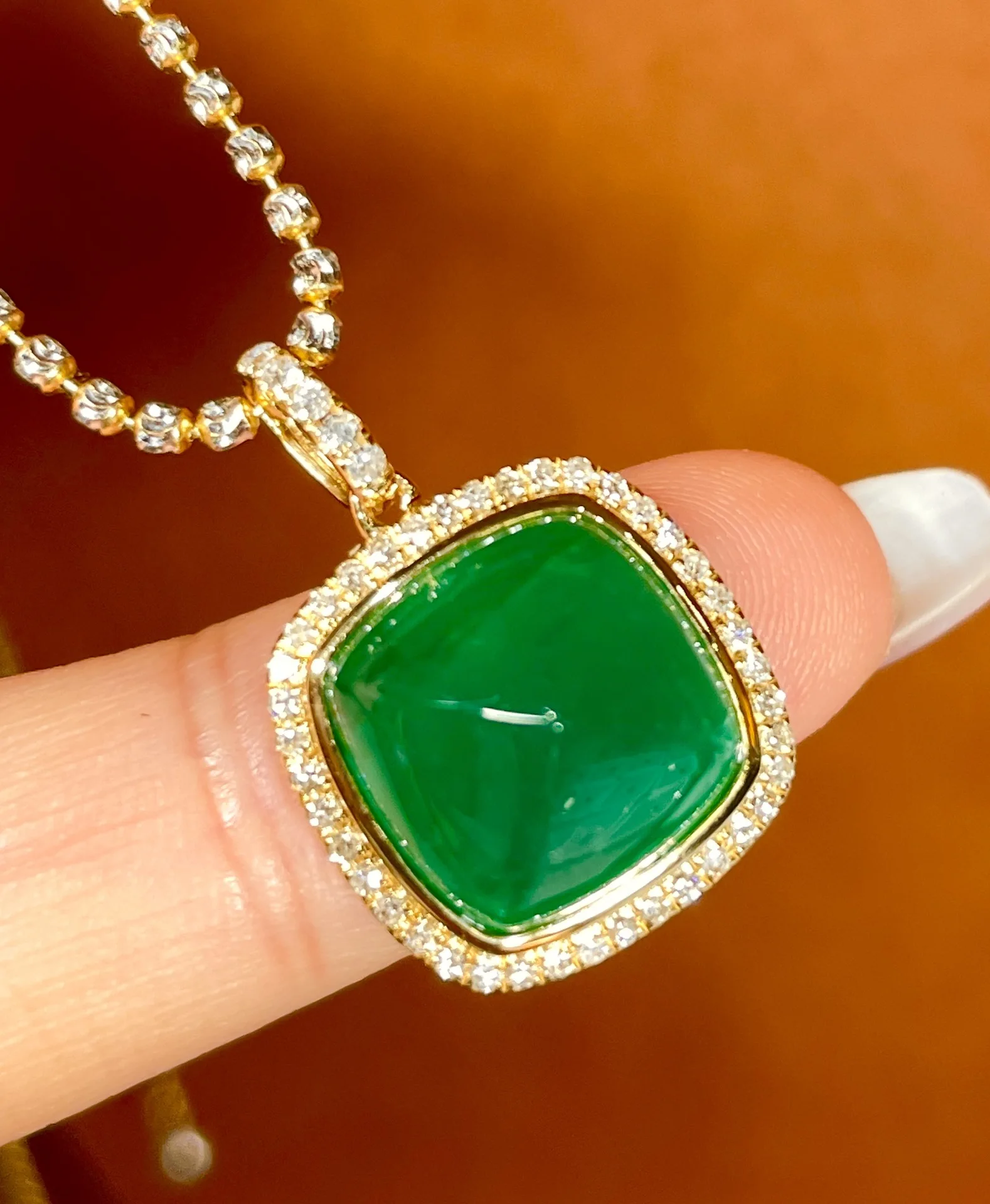 Cgrl Lr Fine Jewelry 18k Solid Gold Green Emerald Pendant Emearld 8