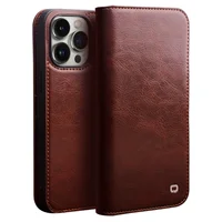 QIALINO Luxury Thin Case for iPhone15 14 13 12 11 Pro Max Mini Genuine Leather Fashion Cover for XR XS Max 7 8 14 Plus Card Slot 1