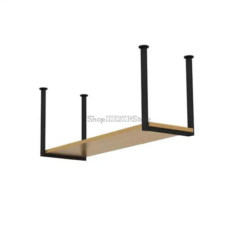 Nordic Solid Wood Kitchen Bar Hanging Rack Storage Rack Restaurant Iron Hanging Cabinet Metal Ceiling Wine