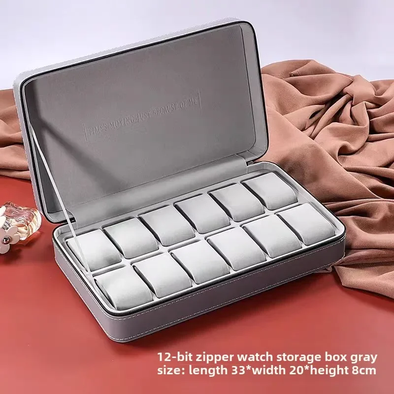 10/12 Slots Portable Leather Watch Box Organizer Jewelry Storage Boxes Zipper Easy Carry Travel Case Men Women