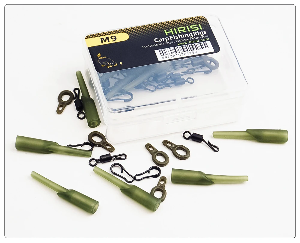 Hirisi 40 x Karpfenangeln Rigs Gummi Anti Tangle Sleeves Angeln Schnellwechsel Schnappverbinder Angelzubehör M9 – Detail 1