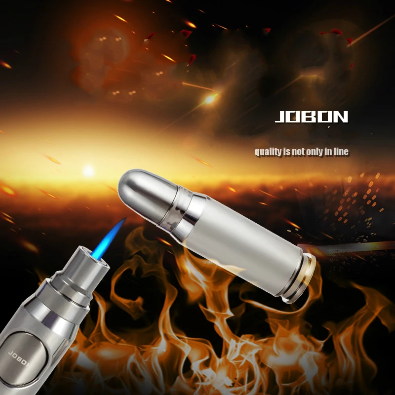 JOBON Windproof Butane Gas Lighter Bullet Metal Turbo Jet Igniter BBQ Airbrush Flame Straight Fire Blue Flame Cigar Lighter 3