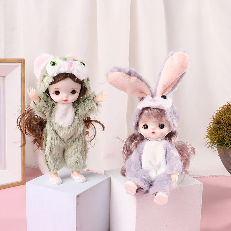 Doll Girl Toy Mini Doll Movable Joint Baby 3d Beautiful Toys For Girl Clothes Dress Up 1/12 Fashion 17cm Gift 1PC