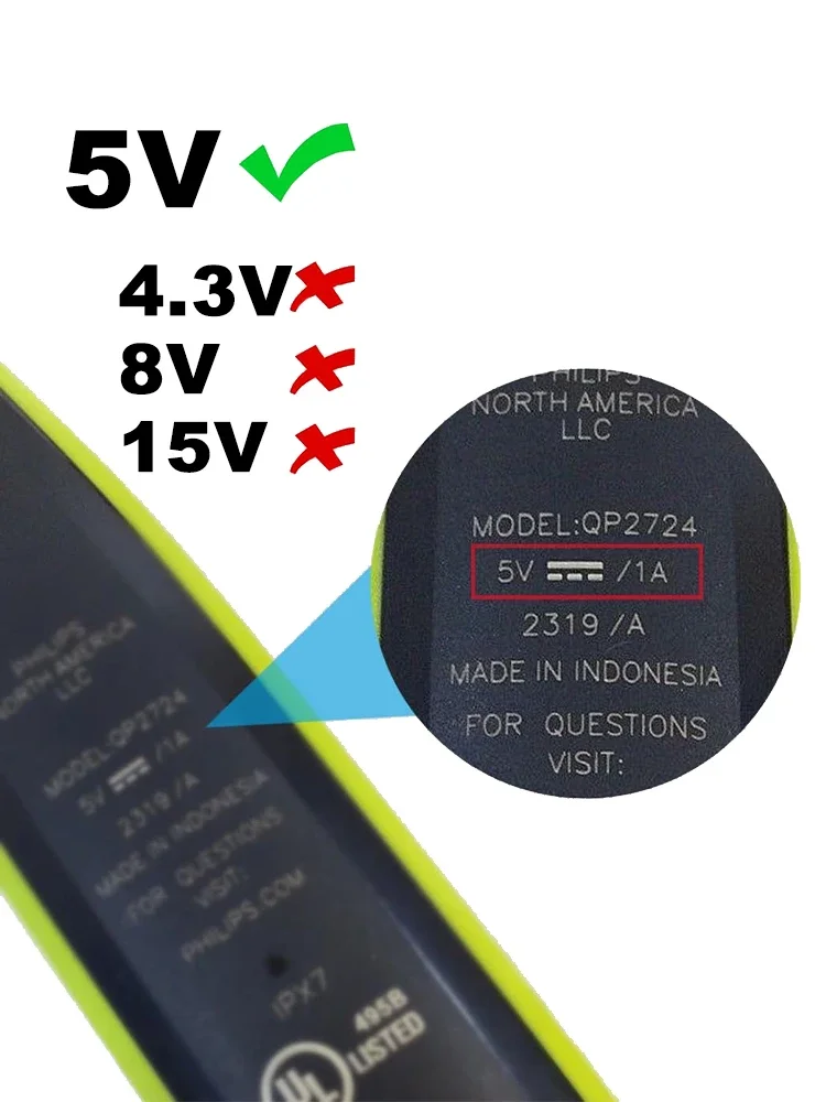 5V USB Charger shaver charger for Philips Norelco Shaver S3000 Series S3208 S3109 S3108 S3209 S1118 S1213 S3202