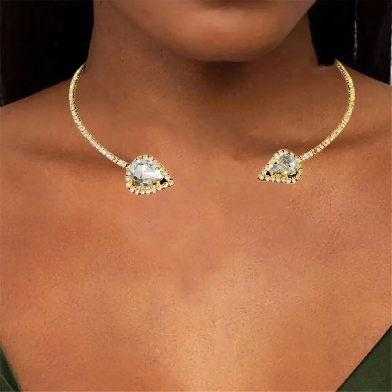

Модное женское ожерелье с кольцом-сердечком, простое ожерелье с открытым воротником, женское золотое ожерелье с кольцом-удушкой, ювелирная фабрика