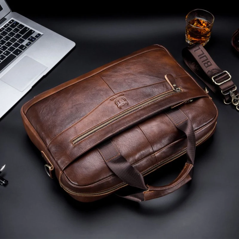 16" Vintage Leather Laptop Messenger Bag 2