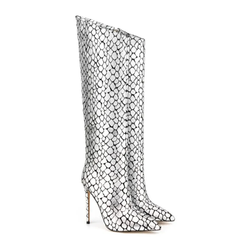 

2023 New Sexy Women's Boots Stone Pattern Gorgeous Colorful High-heeled Boots Fashion Nightclub Party Women's Boots