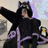 2024 Winter Pajamas Bat Robe Homewear Lounge Sleepwear Warm Comfy Kawaii Halloween Party Vampire Cosplay Costume - Image 2