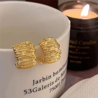 2025 Retro Folded Women's Stud Earrings Gold Color C-shaped Silver Color Metal Geometry Statement Small Earrings Fashion Jewelry - Image 5