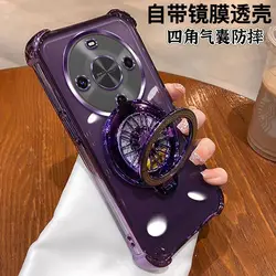 Luxury Shockproof Silicone Case with Gyro Stand and TPU Bumper for Honor  X70 (PURPLE)