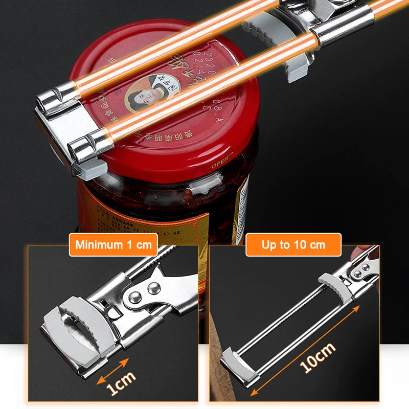 2023 Adjustable Stainless Steel Lid Opener, Easy Twist Jar Opener and Bottle Cap Remover, Ergonomic Design Kitchen Tool, Perfect for Individuals with
