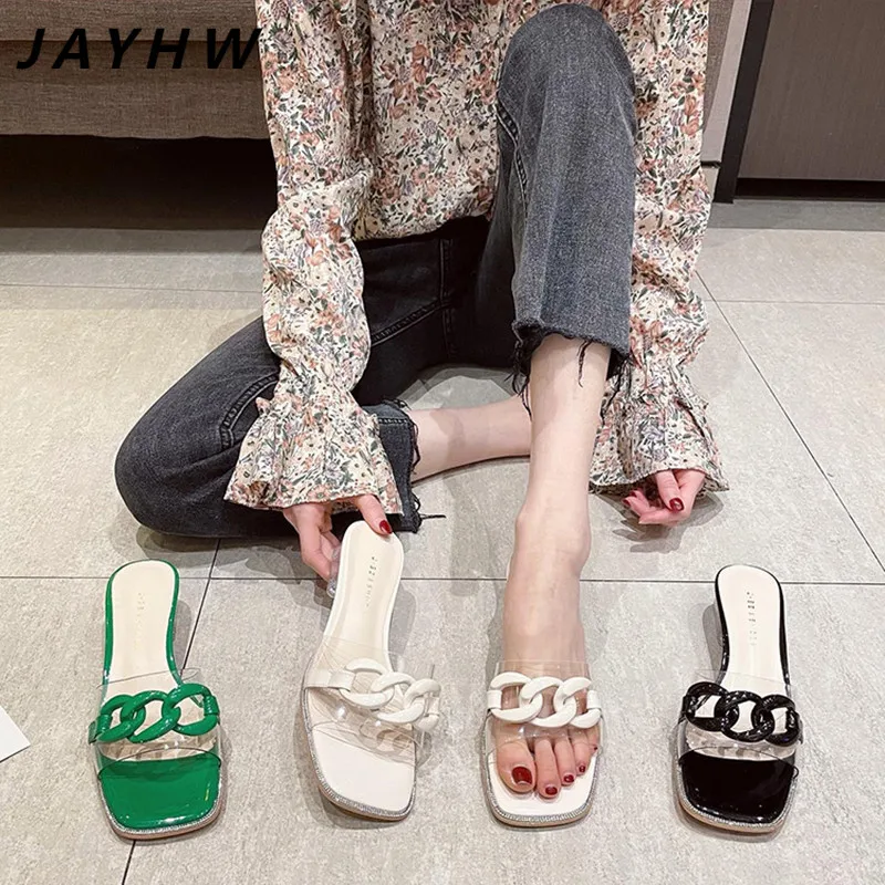 

Fairy Style Sandals and Slippers 2022 Summer New Open-toed Square Head Wear Crystal Square Heel All-match Women's Sandals