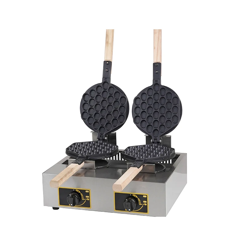 Commercial Gas Double Head Qq Eggs Bubble Ball Baking Waffle Maker Iron Hongkong Waffle Eggette Cake Mold Electirc Machine