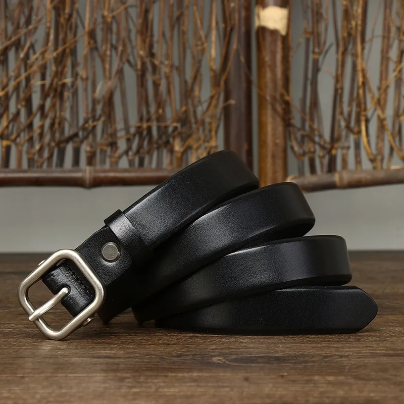 

2.4CM Wide, Simple And Fashionable, Versatile Needle Buckle Leather Belt, Women's Top Layer Cowhide Trendy Jeans Belt