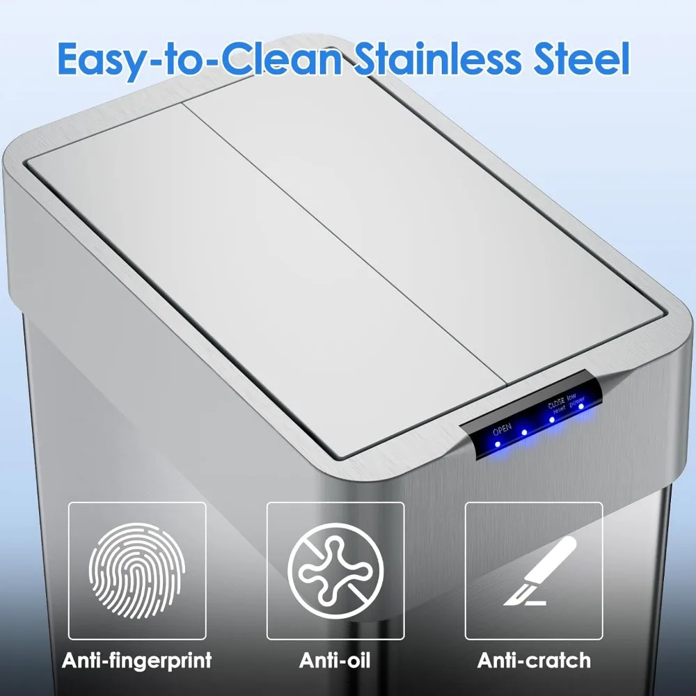 Automatic Trash Can,18.5/21.1 Gallon Touchless Motion Sensor Trash Bin, Smart Garbage Can with Soft-Close Lid, Bag Retainer Ring 6