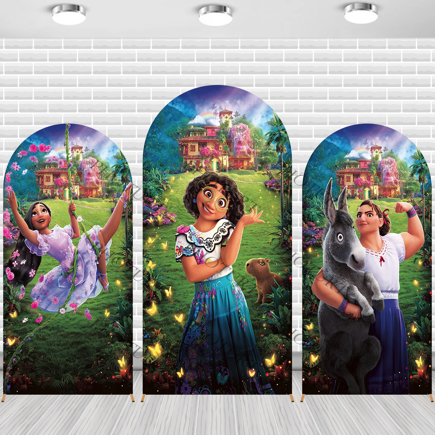 

Arch Disney Encanto Magic Family Background Kids Birthday Party Backdrop Double Side Polyester Arch Banner Photography Props