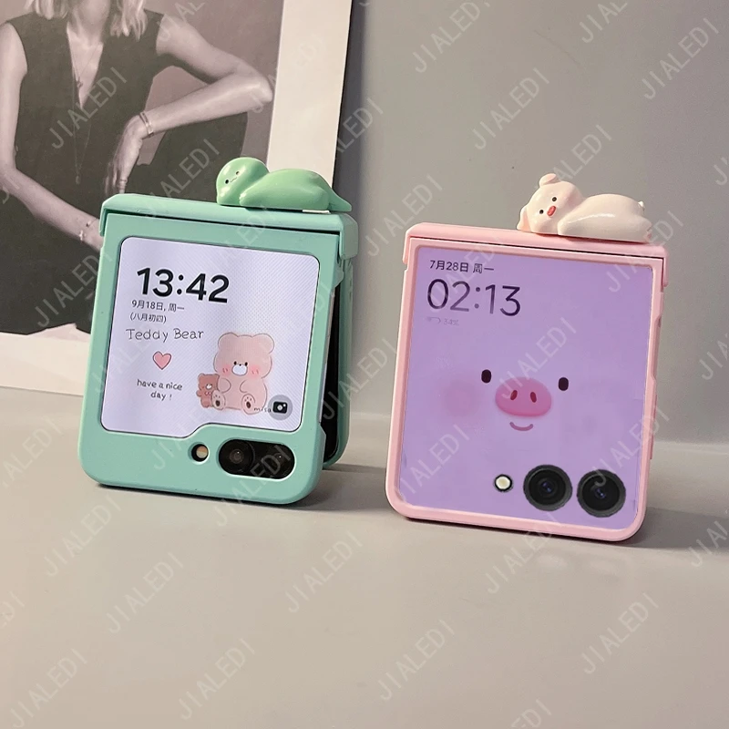 Cute Bear Ears Hinge Phone case For Samsung Galaxy Z Flip 7