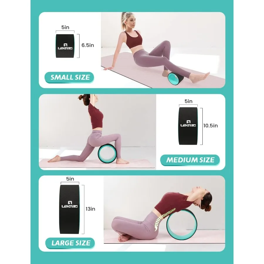 Yoga Wheel Set of 3, Back Roller for Back Pain Relief, Stretching, Multifunctional Back Wheel Improve Flexibility, Strength & Ba