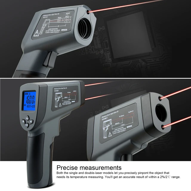 Digitális Infravörös Hőmérő Lcd -Kijelzővel És Nem Érintkező Ir -Érzékelővel -50 -1600 Fok Celsius Tartományú Pirométer Funkció - Image 4