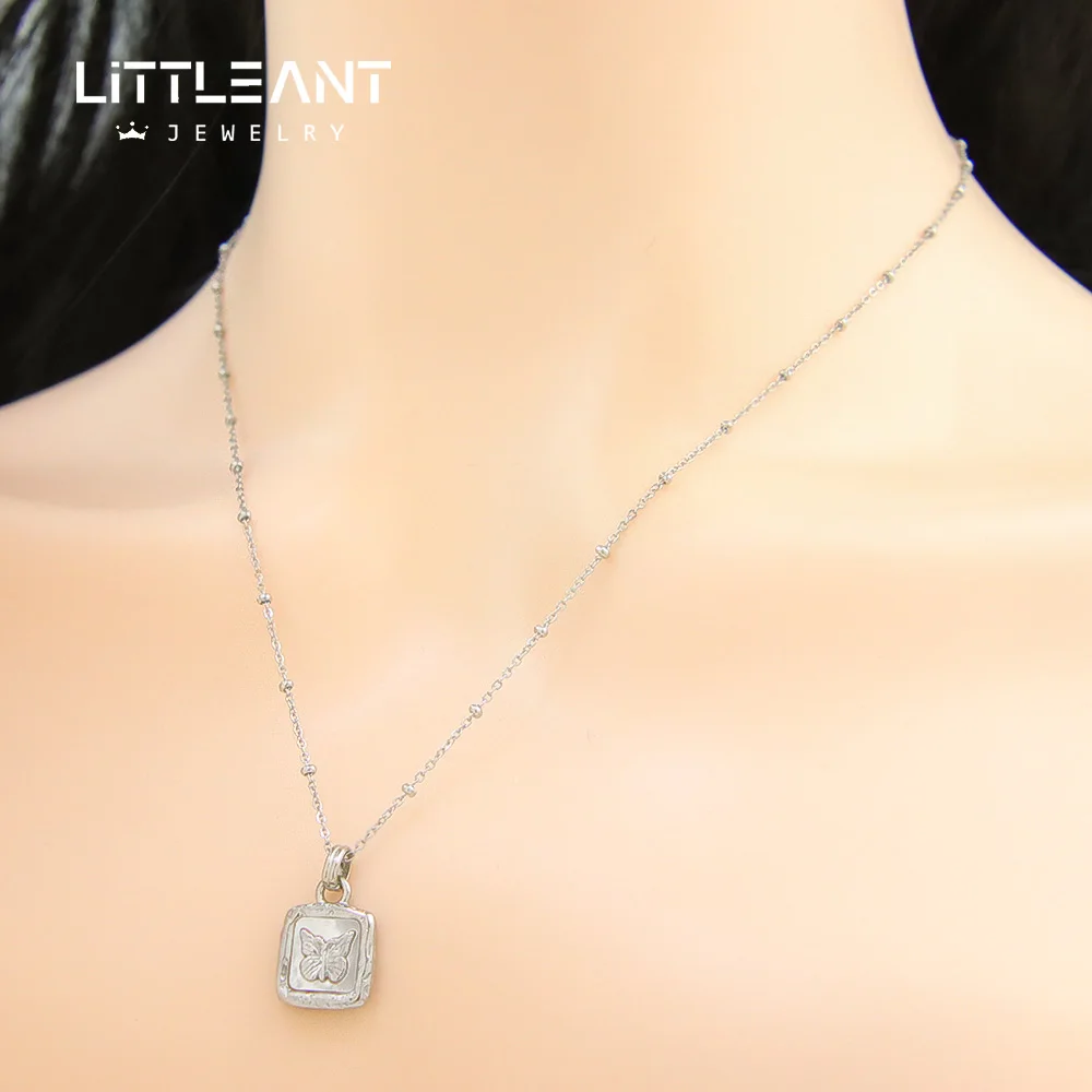 Stainless Steel Tiny Heart Pendant Necklace Steel Color Love Heart Charms Floating Locket Necklaces Women Memorial Jewelry