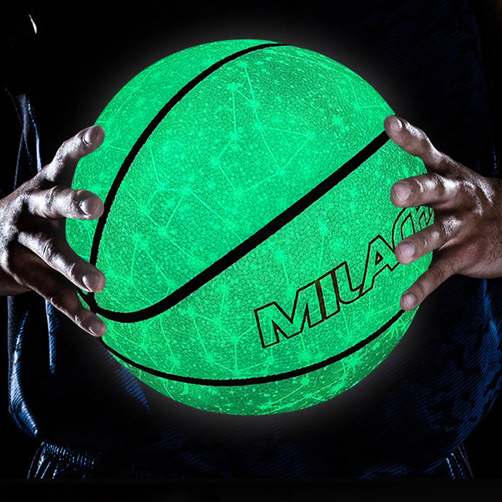 Luminous Holographic Wear-Resistant Glowing Sport Basketball Black Adult Size 