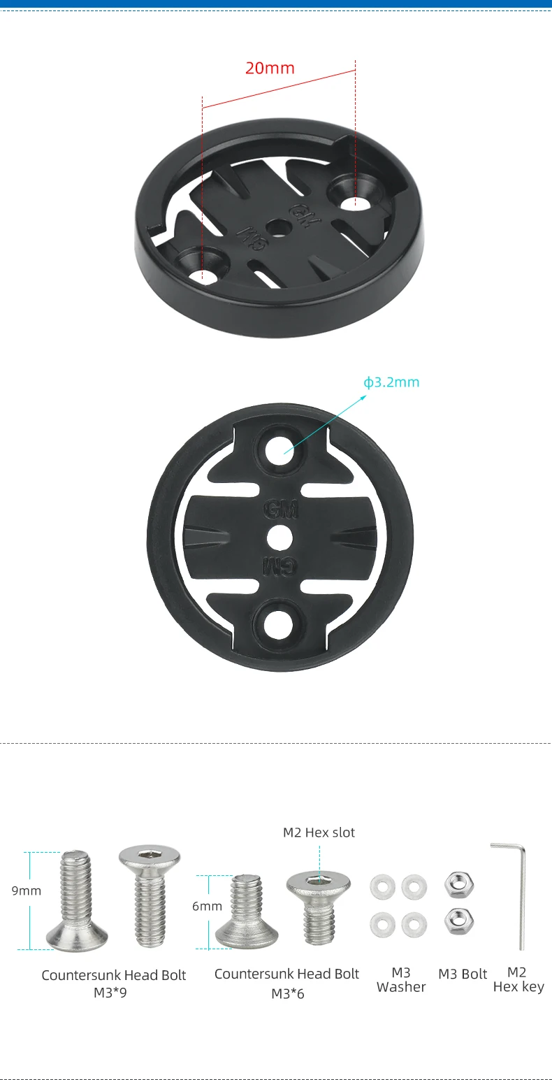 Ersatz für Computer-Montageadapter vorne mit Installationsschrauben für Garmin//Bryton/Wahoo/XOSS Fahrrad-Radarlichthalterung hinten – Detail 8