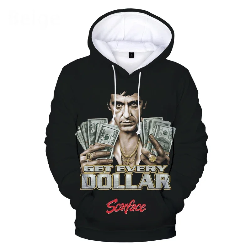 New Scarface 3D Printed Hoodies Fashion Movie Sweatshirt Tony Montana Men Women Harajuku Streetwear Oversized Hoodie Pullover