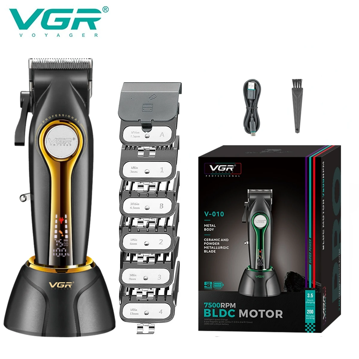 VGR ماكينة تشذيب شعر احترافية ماكينة قص شعر قابلة...