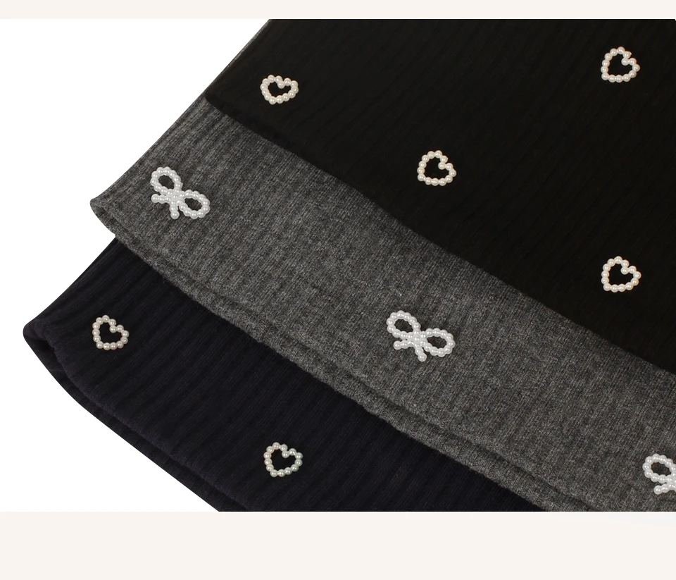 Geebro Damen-Mütze, mehrfarbig, gerippt, mit Perlen, Stern-Skullies, lässig, gestrickt, weiches Design, solide Schleife, Herz-Mütze, Damen-Slouchy-Mütze – Detail 9