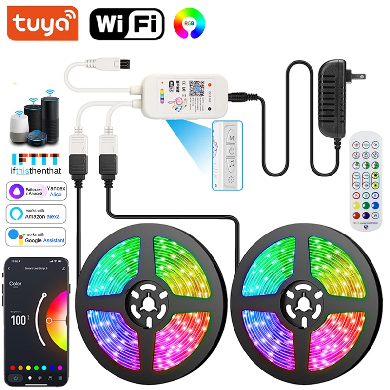 Wifi Led Strip Lights Bluetooth Control Led Tape Light 220V Music Sync Led Lighting Strips Adhesive Led Strip 12v Rgb 5050