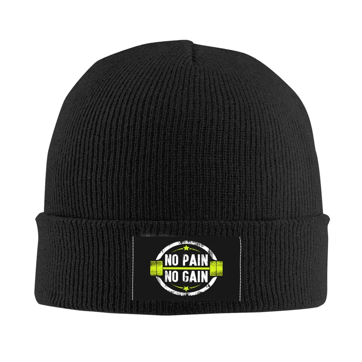 

No Pain No Gain Beanie Cap Unisex Winter Warm Bonnet Homme Knit Hat Street Ski Gym Quote Motivation Fitness Skullies Beanies Cap