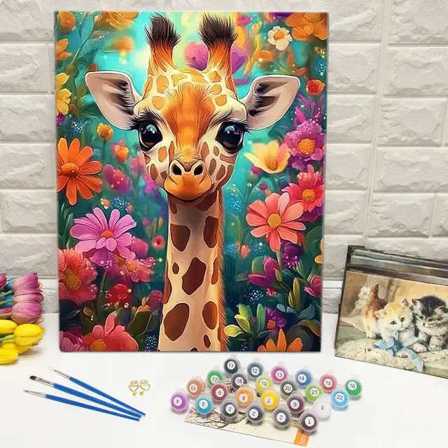 Momoart Pictures By Numbers Giraffe Animal DIY Painting By Numbers Deer Flower Colorful Kit Art Drawing No Frame Wall Decor 1