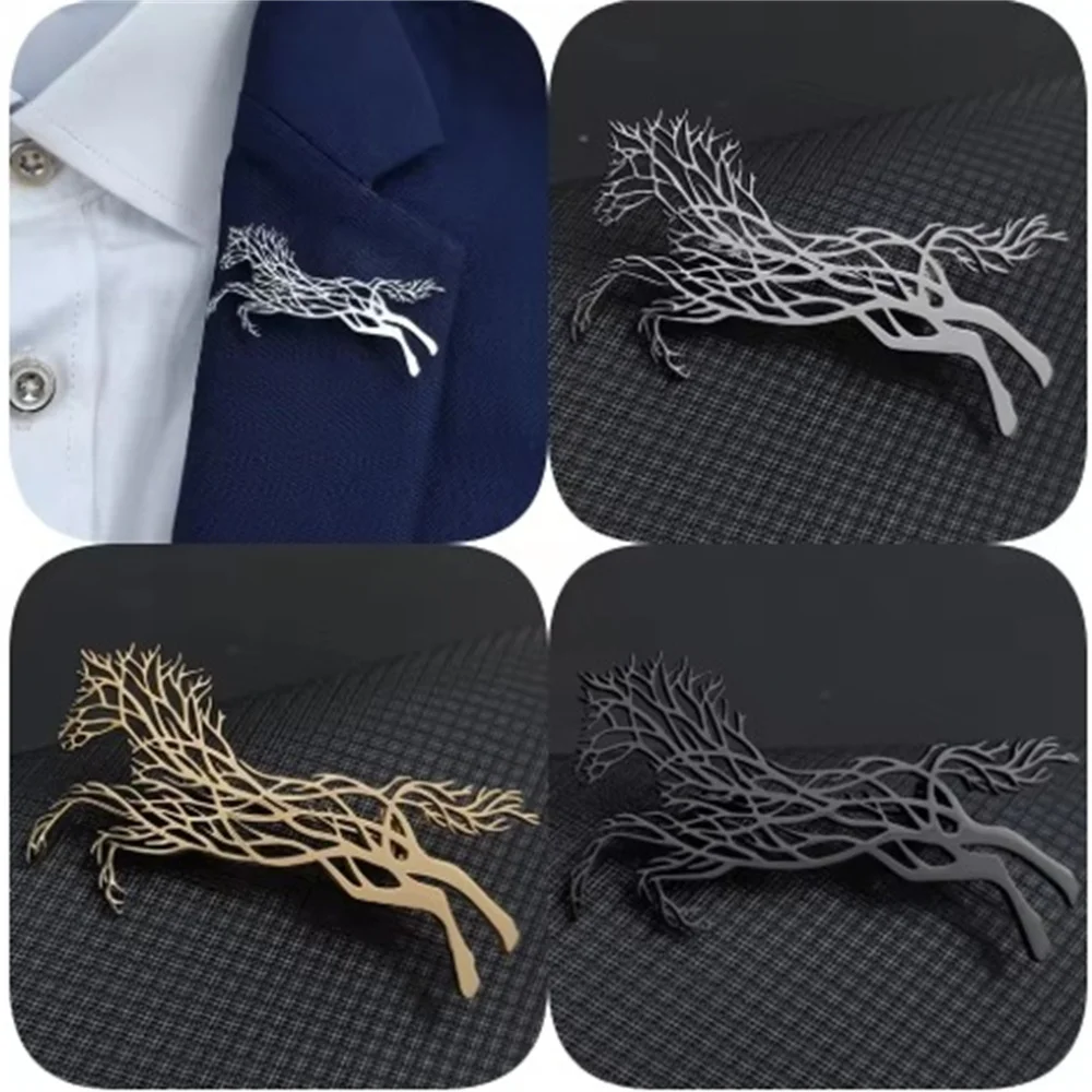 Heißer Verkauf Legierung Hohl Design Tier Brosche Pferd Unisex Personalisierte High-End-Geschenk Zubehör Paar Stil – Detail 2