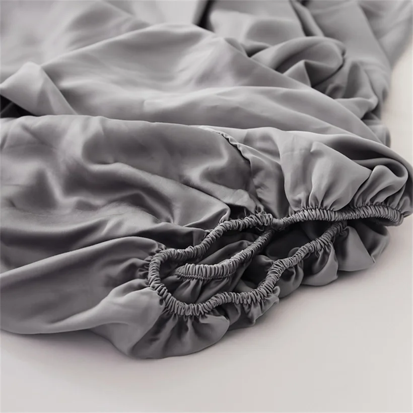 Smooth Mulberry Silk Fitted Sheet High End 100% Silk Mattress Cover with Elastic Bands for Single Double Queen King Bed 160/200 6