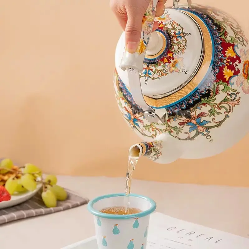 New Thickened Enamel Pot Kettle Cool Kettle Coffee Pot Retro Style Kitchen Supplies Tea Water Ceramic