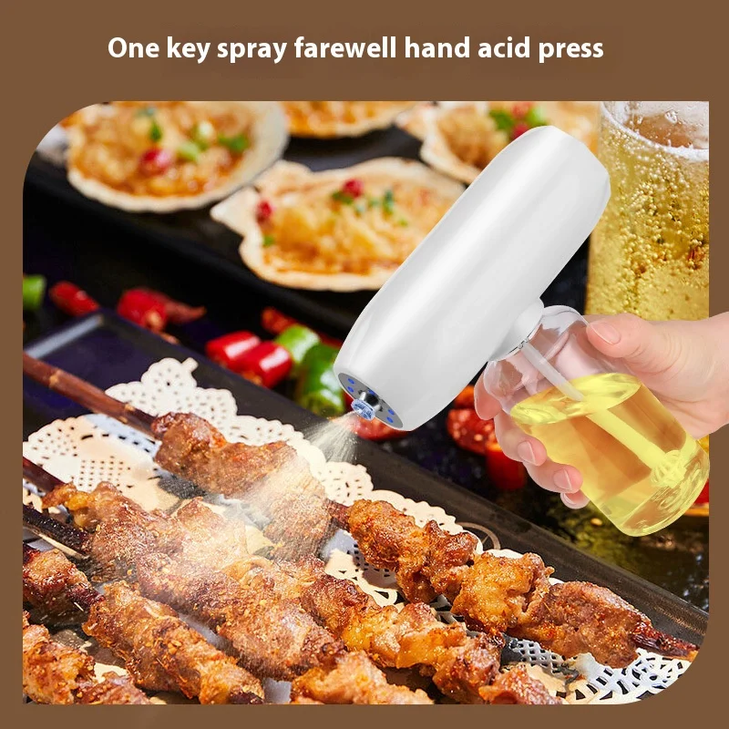 Electric Oil Spray Bottle 300Ml Glass Cooking Oil Dispensers Olive Butters Sprayers for Kitchen Air Fryer Bbq Salad Baking