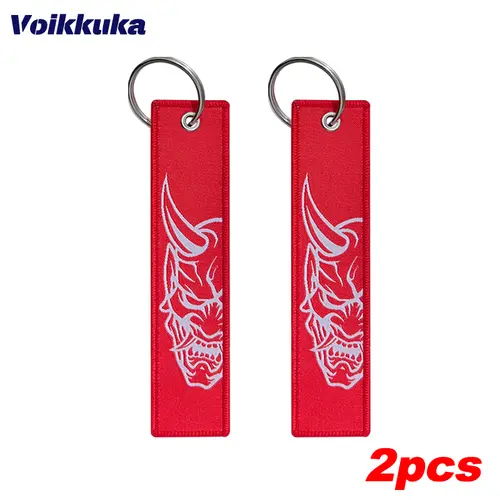 1Pc/2Pcs/3Pcs Set Sale Red Tag Midnight Club Oni Mask Both Sides Embroidery Patterns Funny Keychain Motorcycle Wholesale - Image 11