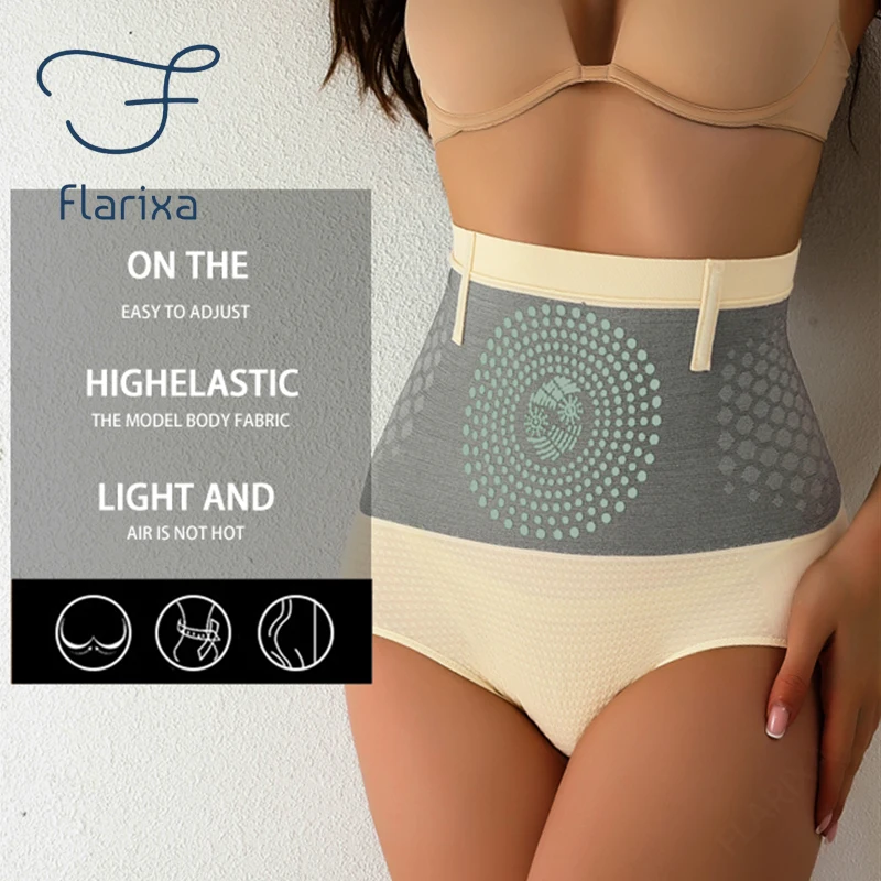 Flarixa High Waist Shaping Briefs Seamless Body Shaper for Women Tummy Slimming Panties Comfortable Hip Lifting Underwear