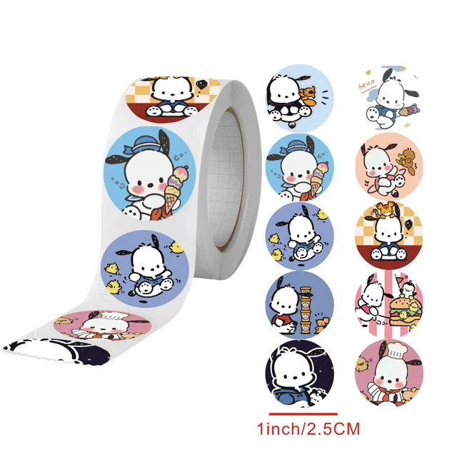 500Pcs/Roll Sanrio Stickers Kawaii Hello Kitty Melody Kuromi