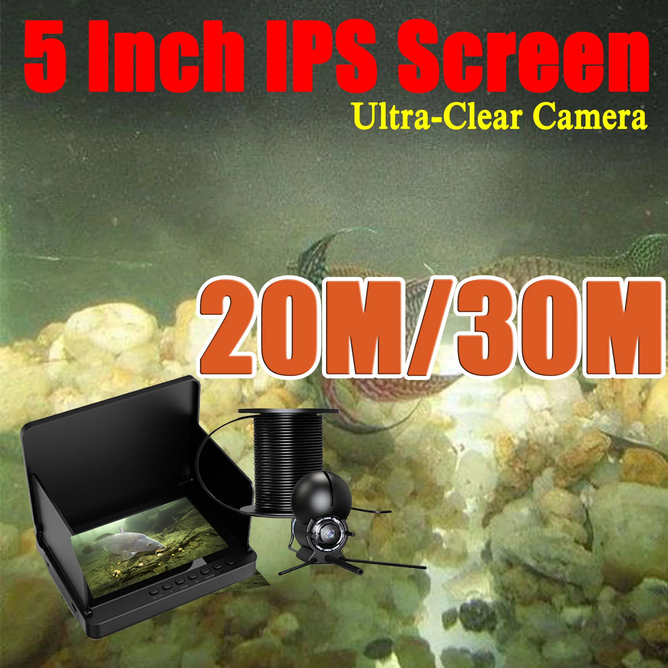5 inch, Ultra-clear camera,20m/30m,fish finder underwater,fish finder for fishing,visual fish ,fishing camera