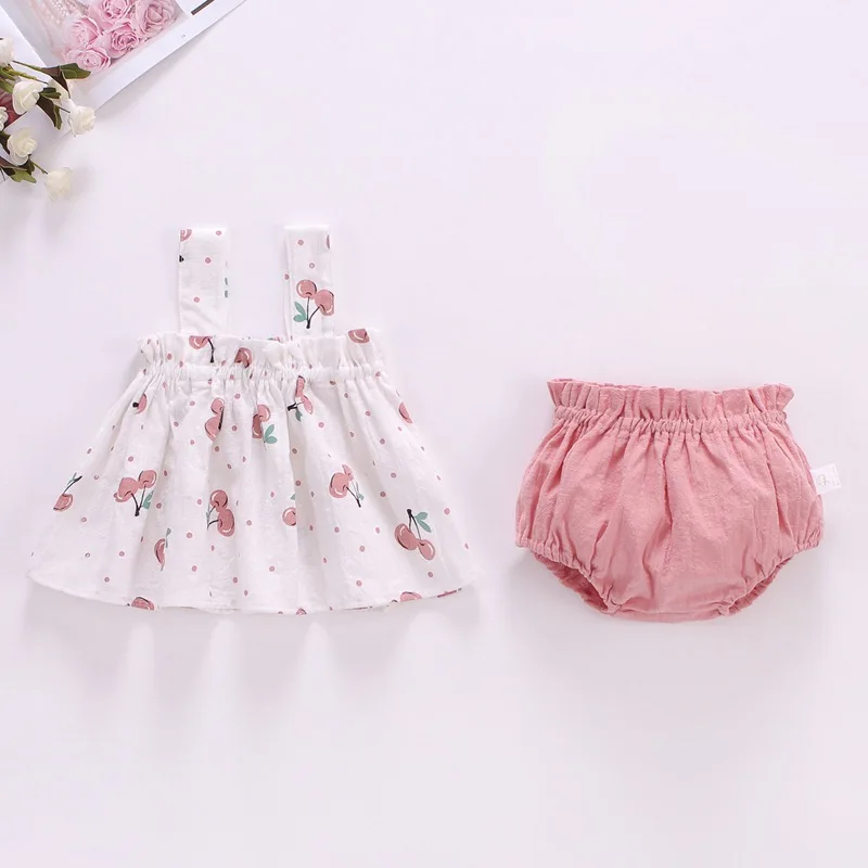 여아용 얇은  의류 세트, 미니 원피스 및 귀여운 반바지,  의류 복장, 6-24m, 2PCs/세트