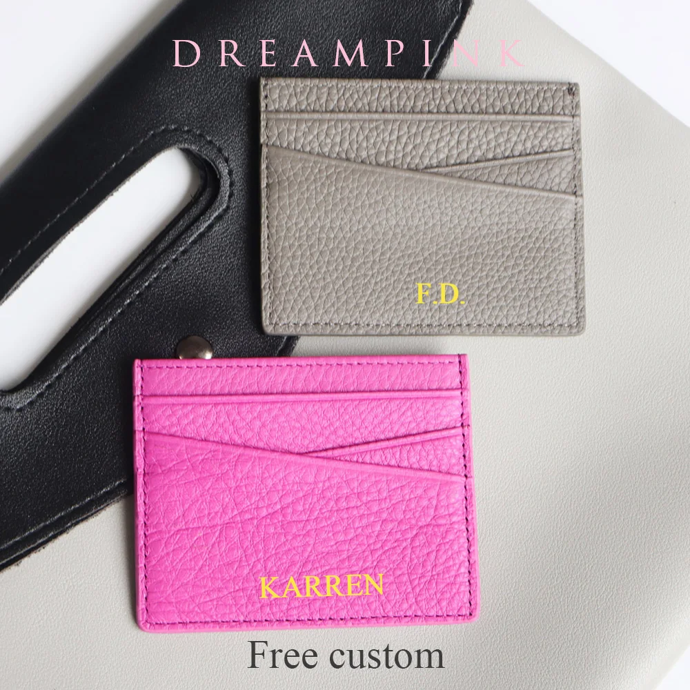 

Мини-кошелек из натуральной кожи для мужчин и женщин, изящный дорожный держатель для кредитных карт, с индивидуальными буквами, подарок