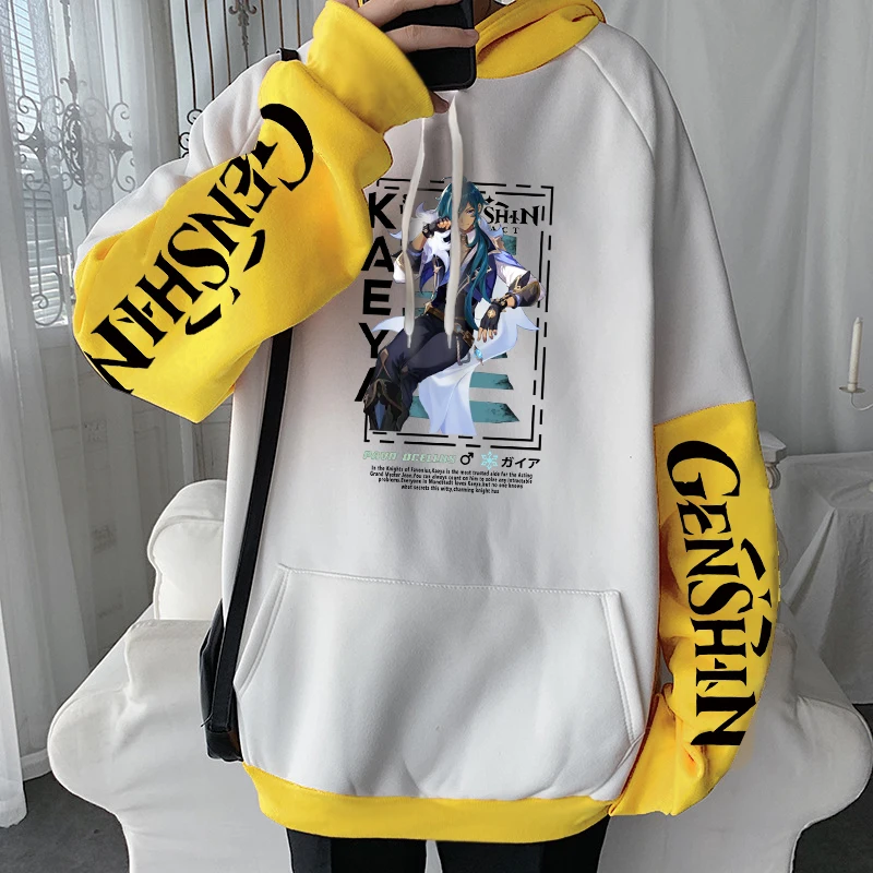 Harajuku Anime Game Genshin Impact Kaeya Alberch Hoodies Men Women Oversized Manga Print Long Sleeve Korean Fashion Sweatshirts 4