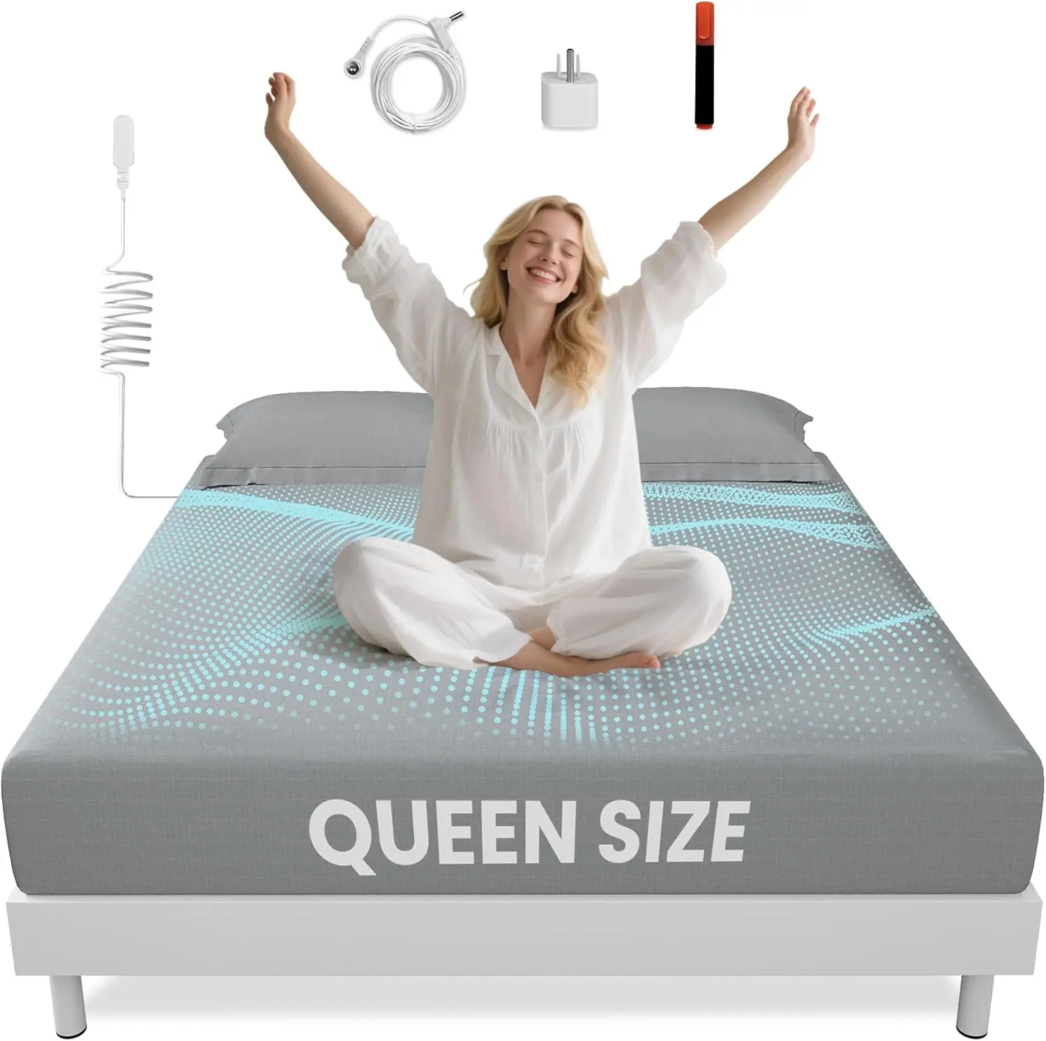 Queen Size Grounding Sheet - 90% Organic Cotton & 10% Silver for Earthing, 400 Thread Count Deep Pocket