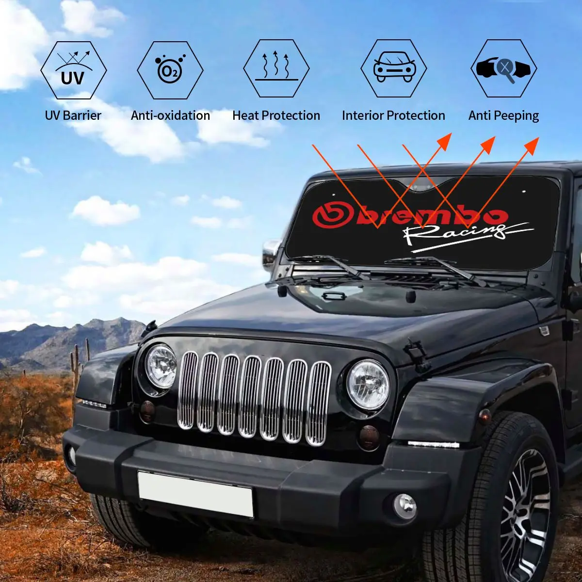 Brembos Sunshade Windscreen Racing Car Novelty Cover Front Block Window 70x130cm Sun Visor Car-styling